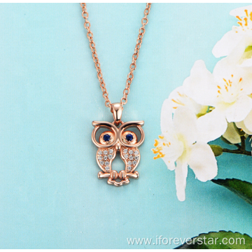 Sterling Silver Gold Plated Necklace Pendant Owl Pendant